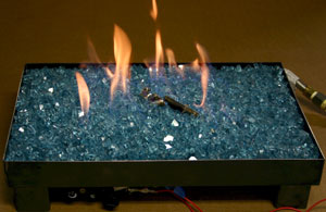ventless burner with fireglass